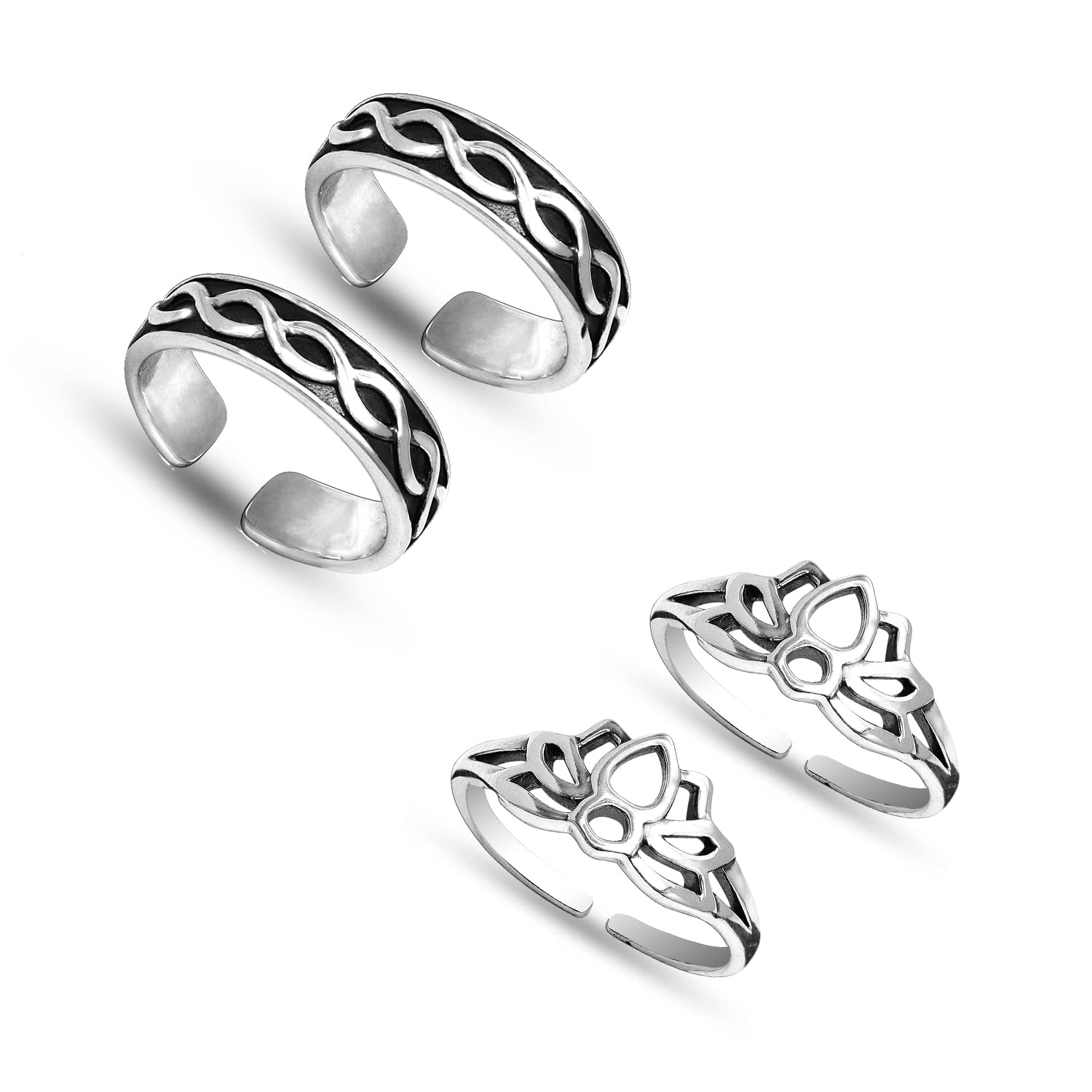 Amazon Brand - Anarva Womens Antique Infinity Lotus Style Combo Toe-Ring in 925 Sterling Silver BIS Hallmarked (B09YRMSKP5) Amazon Price History, Amazon Price Tracker