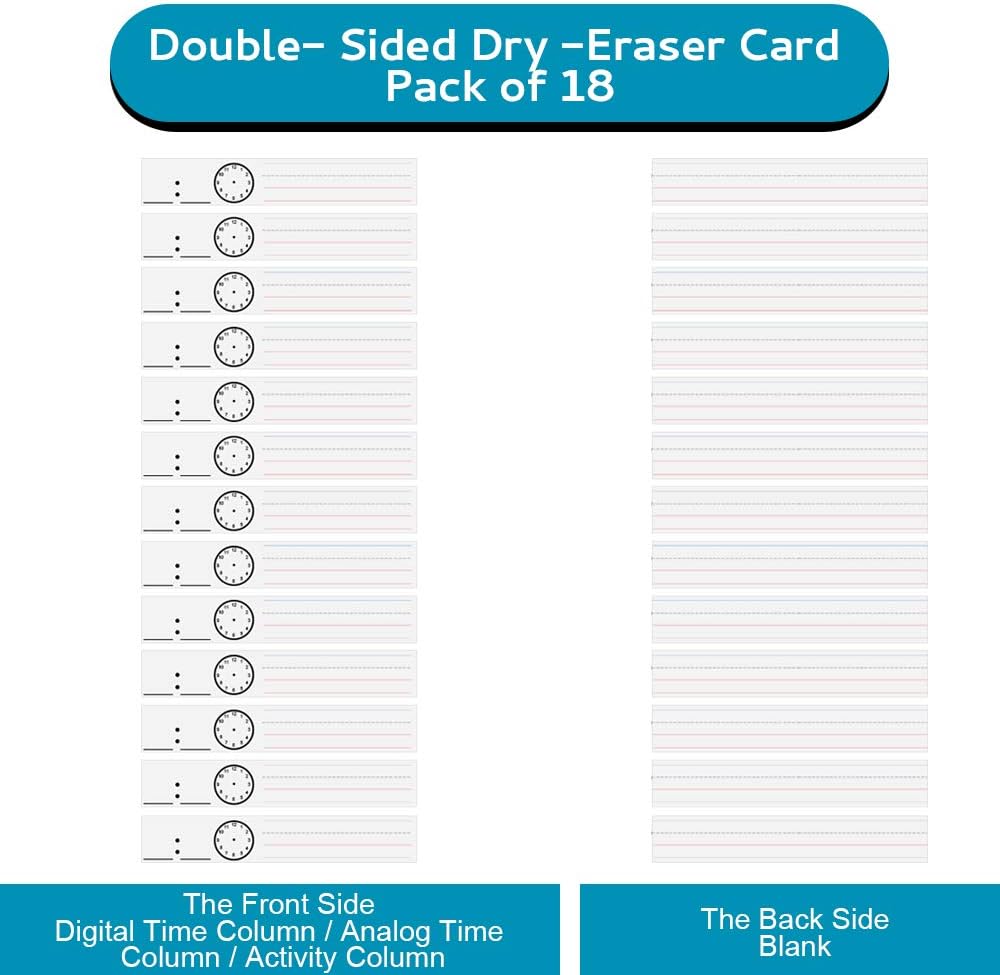 Kruideey Daily Schedule Pocket Chart, 13+1 Pocket Visual Schedule Chart, 18 Double-Sided Blank Reusable Dry-Eraser Cards, Educational Schedule Charts for Classroom Homeschooling Toddlers-Blue : Office Products