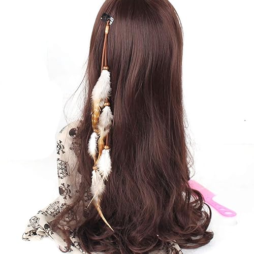 Miniatura 2 de Fodattm Extensiones de cabello hippie bohemio hechas a mano con clip de plumas, peine de plumas indias, tocado de horquilla para mujer, accesorios