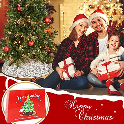 Sequins Christmas Tree Collar 30 Inches Silver Glitter Tree Skirt Ring Luxury Shiny Tree Basket Plastics Sheets With Collar Cover Holiday Home Party Decor Christmas Tree Decoration Xmas Ornaments #TOP2