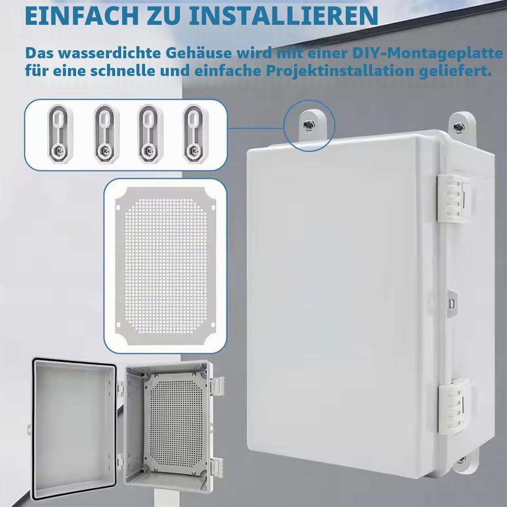 NEWFUN Verteilerkasten Aufputz, Anschlussdose Wasserdicht IP66, Schaltschrank Außen mit Wandmontagezubehör 400×300×170MM