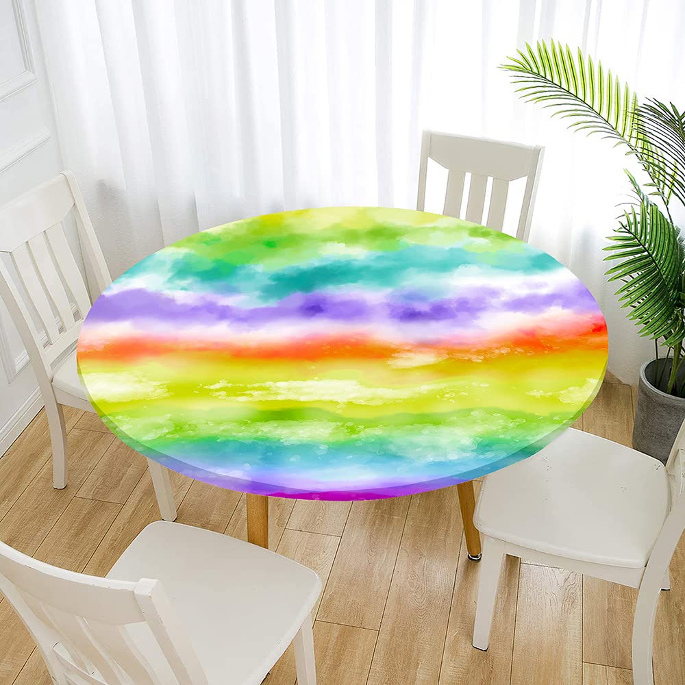 Morbuy Nappe Ronde Anti Taches, Point De Polka Nappe De Table Avec Bord Élastique Ajustée, Imperméable Polyester Couverture De Table De Pour Cuisine Jardin Fête (Rouge,Diamètre 150cm