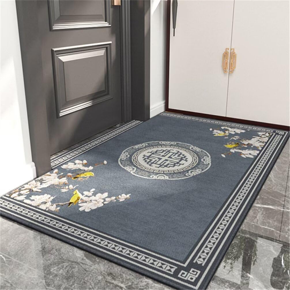 Tapis fleurs orientales faciles à nettoyer bleu 160x210 pour une chambre saine