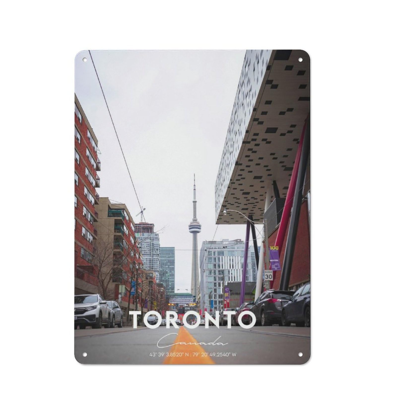 Junmoney Toronto 7 Metal Sign 40X30cm With For Hallway Wall, Rustic Decor, Housewarming Present For People Styling Hallway