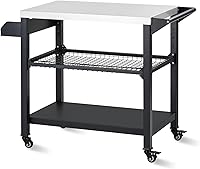 Vista 1 de Polar Aurora Carrito de parrilla móvil de tres estantes para exteriores, soporte para horno de pizza, mesa multifuncional de preparación