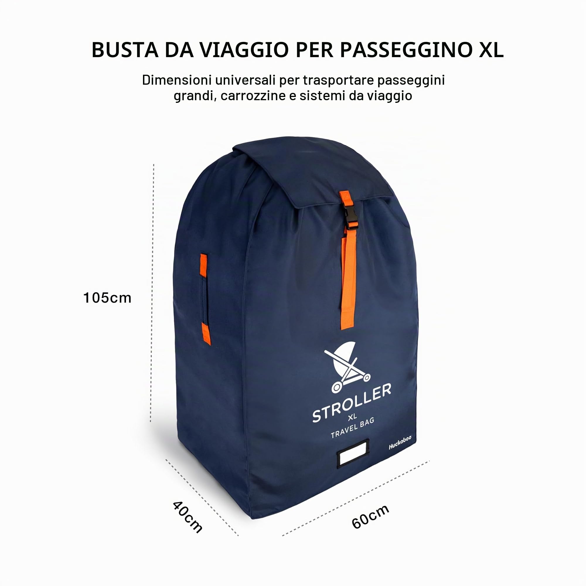 Huckaboo Borsa da viaggio XL per passeggino e carrozzina, per aereo, blu navy, blu navy, Borsa da viaggio per passeggino
