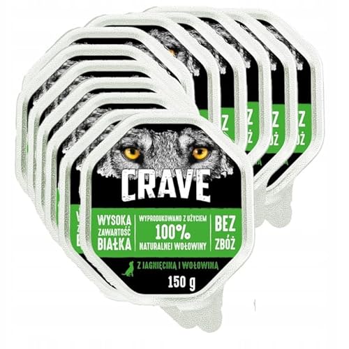 Crave Adult Hundenassfutter Pastete mit Lamm & Rind, 28 Schalen (28x150g) – Premium Hundefutter nass mit hohem Proteingehalt ohne Zusatz von Getreide
