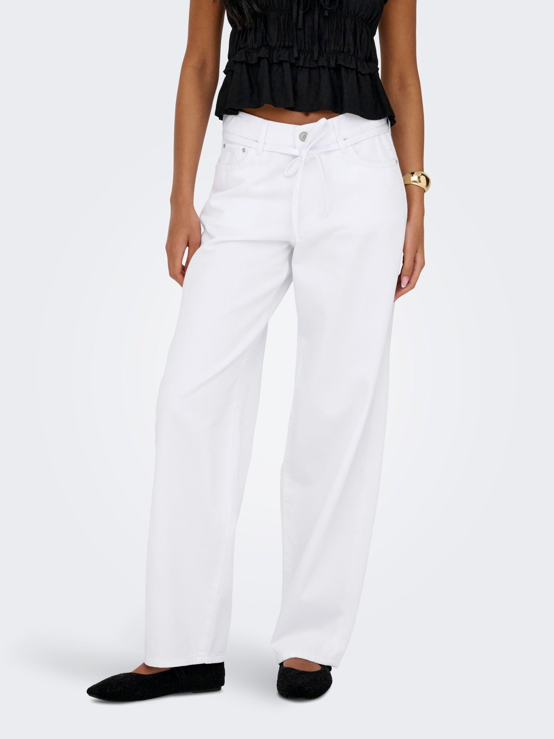 Only Straight-Jeans ONLGIANNA MW STRAIGHT DOT211 DNM NOOS mit Bindegürtel – Bild 2