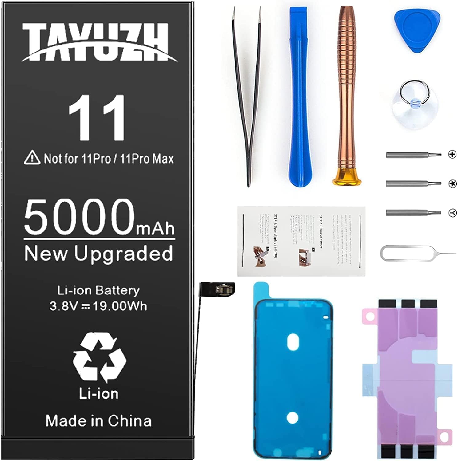Battery for iPhone 11 Upgraded TAYUZH High Capacity Li-Polymer Battery Replacement ONLY for iPhone 11 (A2111, A2223,A2221) with Replacement Tools Kit and Installation Manual