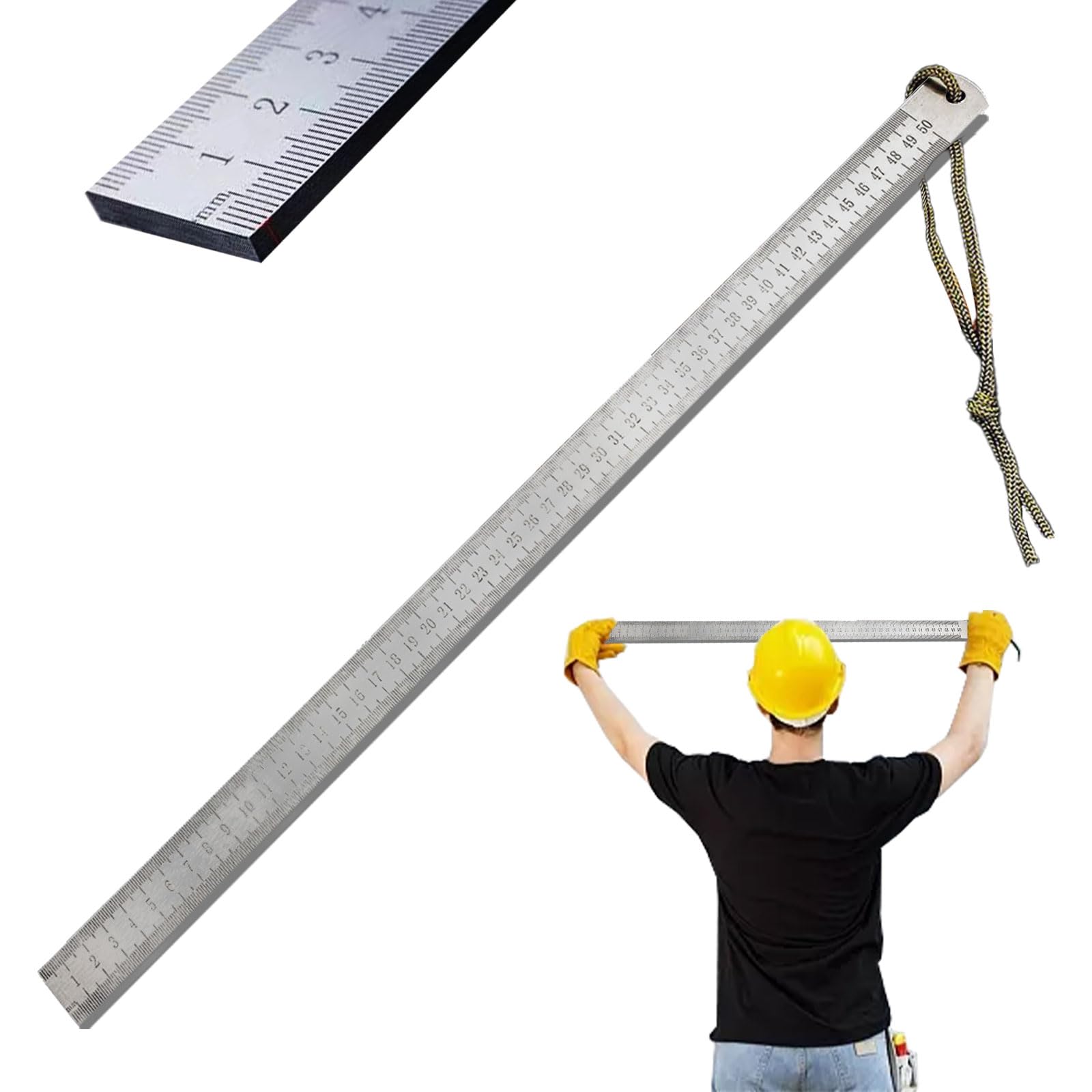 50cm Straight Edges Steel Ruler for Precision Measuring and Cutting Heavy Duty 20inch Enhanced 5mm Thick Design Ruler