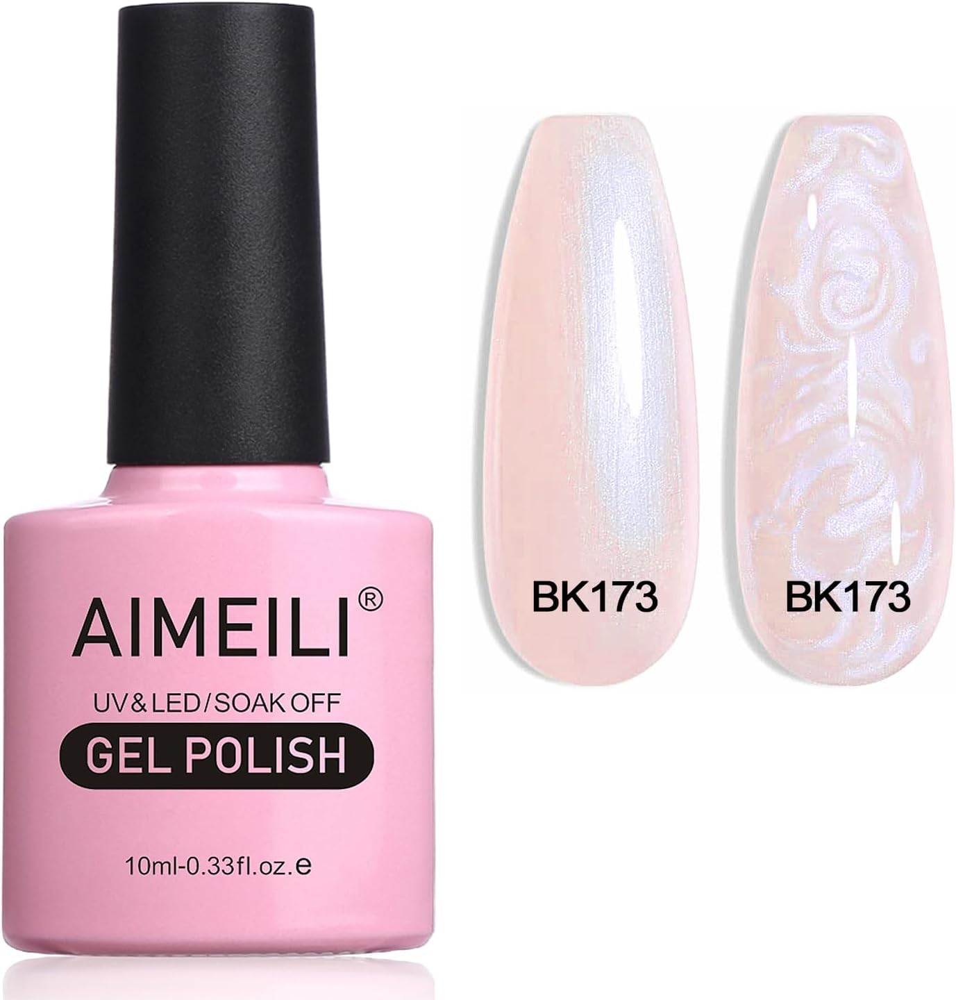 AIMEILI Pearl Shell Gel Nail Polish, Polarized Glitter Shimmer Gel Polish UV LED Soak Off Nail Art Varnish Manicure Gift - (173) 10ml