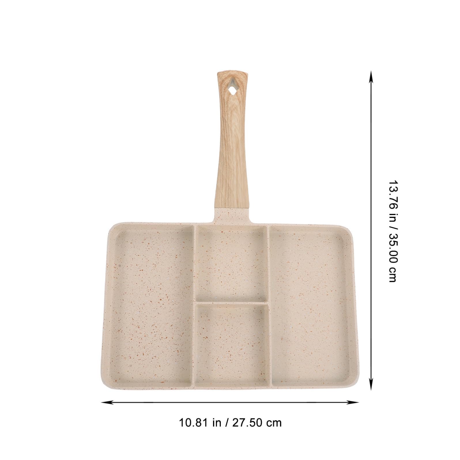 Padella per Frittate in Lega di Alluminio e Legno Beige, Antiaderente Multifunzione Manico Ergonomico, Facile da Pulire per Colazione e Bistecca