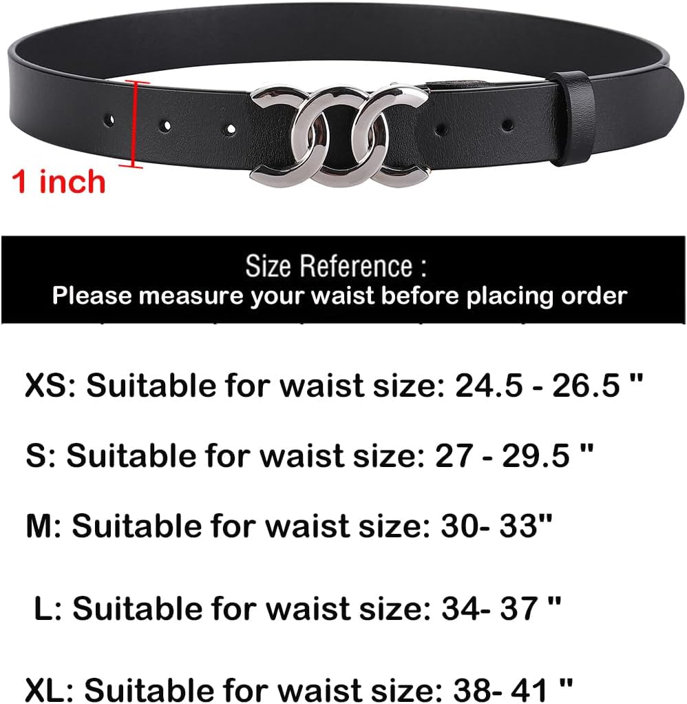 ALAIX Women's Belt Gold/Silver Buckle Belt Black leather belt Fashion Dress Pants Jeans belts for women - Image 6