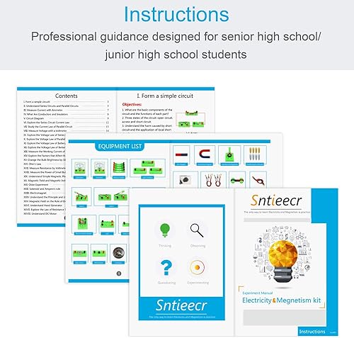 Miniatura 3 de Sntieecr STEM Physics Kit de inicio de aprendizaje de circuito eléctrico, laboratorio de ciencias Electricidad básica, experimento de magnetismo,