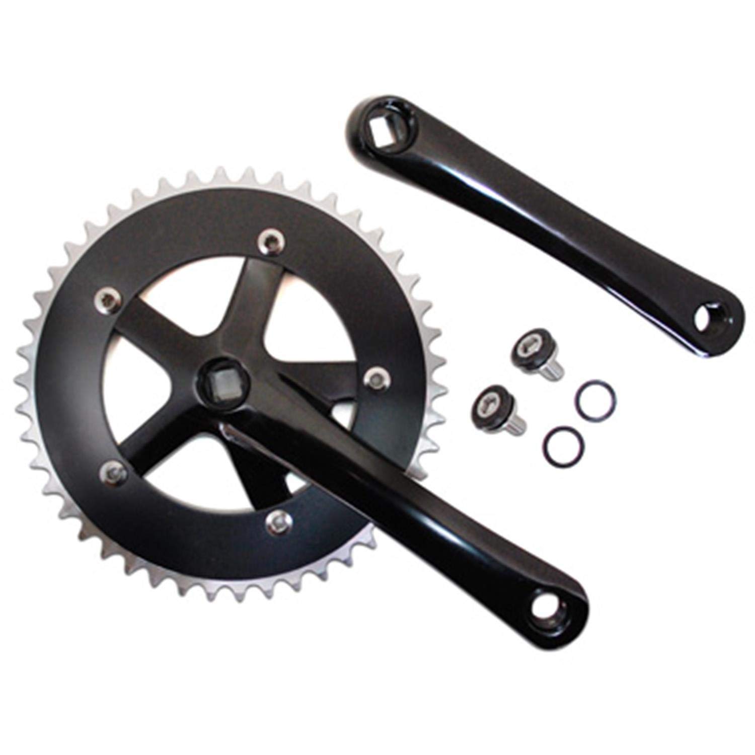 Pédalier Fixie singlespeed noir 46 dents emmanchement carré 110mm - 2