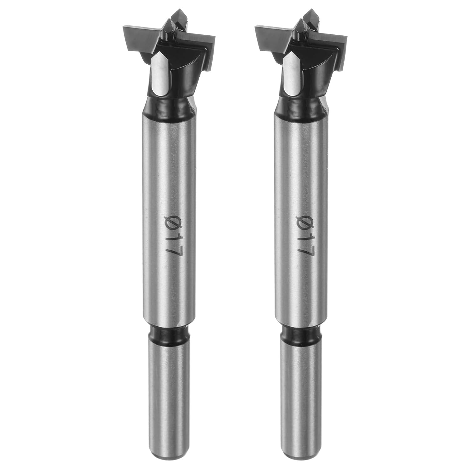HARFINGTON 2pcs Forstner Drill Bits 17mm (21/32") Tungsten Carbide Wood Forstner Bit Opener Cutter for Hinge Hole Drilling Woodworking, Black