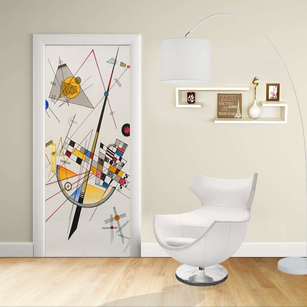 Adesivo Design porta - Kandinsky Tensione Delicata - Delicate Tension Decorazione adesiva per porte arredo casa (CM 80X200)