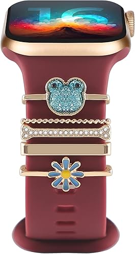 Vista 36 de ALMNVO Bling Diamond Charms for Apple Watch Bands Charms 46mm 45mm 44mm 42mm 41mm 40mm 38mm 49mm,Sparkle Metal Sliding Decorative Rings for iWatch