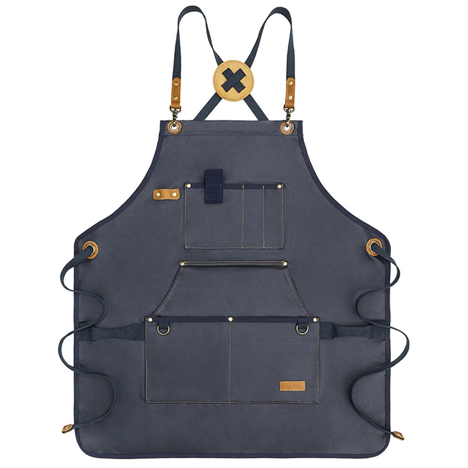 Tela Grembiuli,Lavoro Grembiuli per Uomini Donne,Regolabile Cuoco Grembiuli con 3 Tasche,Grembiule per Cottura Pittura,Impermeabile Grembiule da Giardinaggio,con Cinturino Posteriore