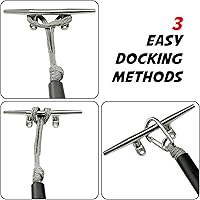 Vista 5 de Cuerda de amarre elástica de 3 pies para línea de acoplamiento con clip de acero inoxidable, accesorios para barcos, 2 unidades (gris, 3 pies)