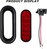 Vista 5 de 6 piezas de luces traseras LED ovaladas para remolque de 6 pulgadas, 10 LED, 4 rojas y 2 blancas, luces traseras LED ovaladas de 6" para parar