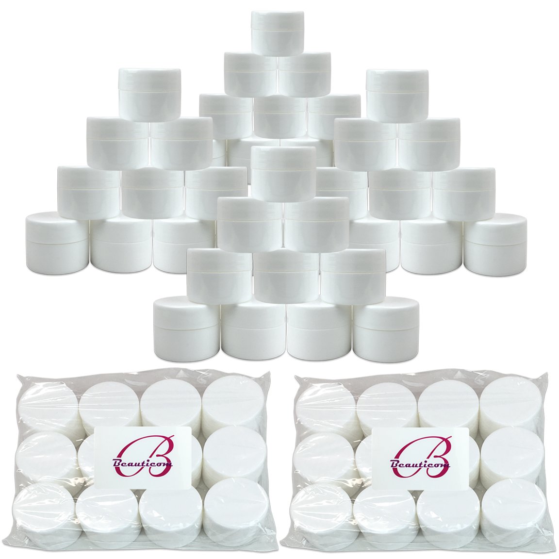 Beauticom 900 Pieces 7G 7ML 0 25oz WHITE Sturdy Thick Double Wall Plastic Container Jar with Foam Lined