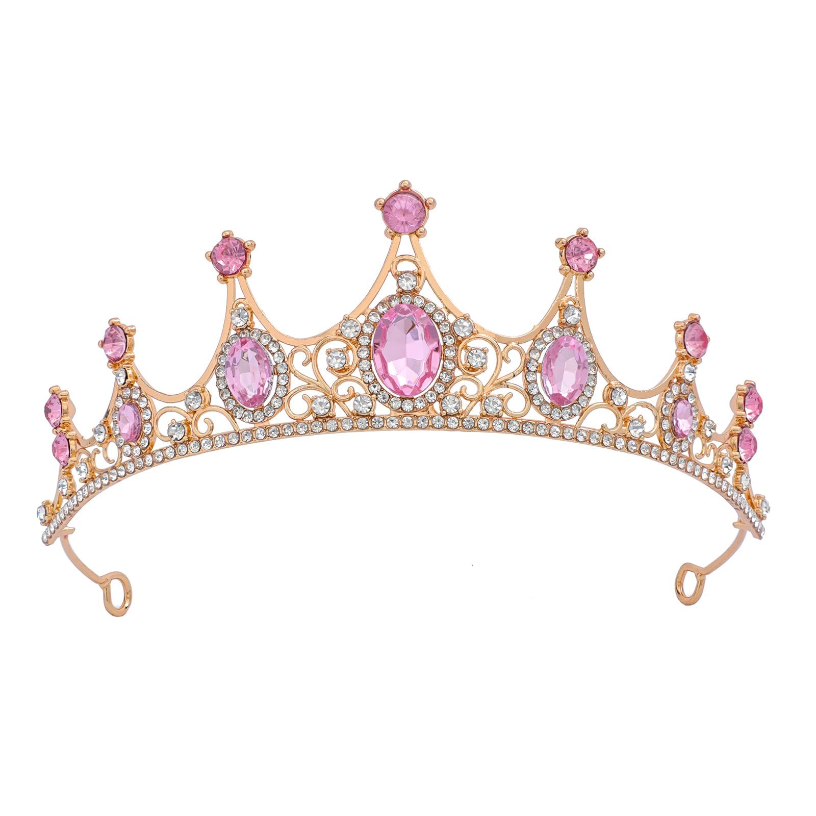 ZOCONE Tiara Corona Vintage Oro Rosa Con Cristalli Per Donna - Diadema Principessa Con 30 Spilloni, Accessorio Per Matrimonio E Compleanno - 2