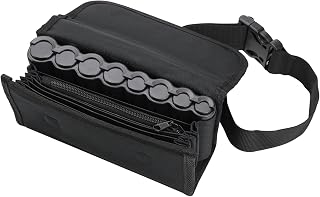 HMF Portefeuille Serveur avec Ceinture Réglable, Porte Monnaie avec Monnayeur Euro et Poche zippée | pour Livreur, Chauffeur de Bus, Taxi | 20,5 x 10 x 6,5 cm | Noir