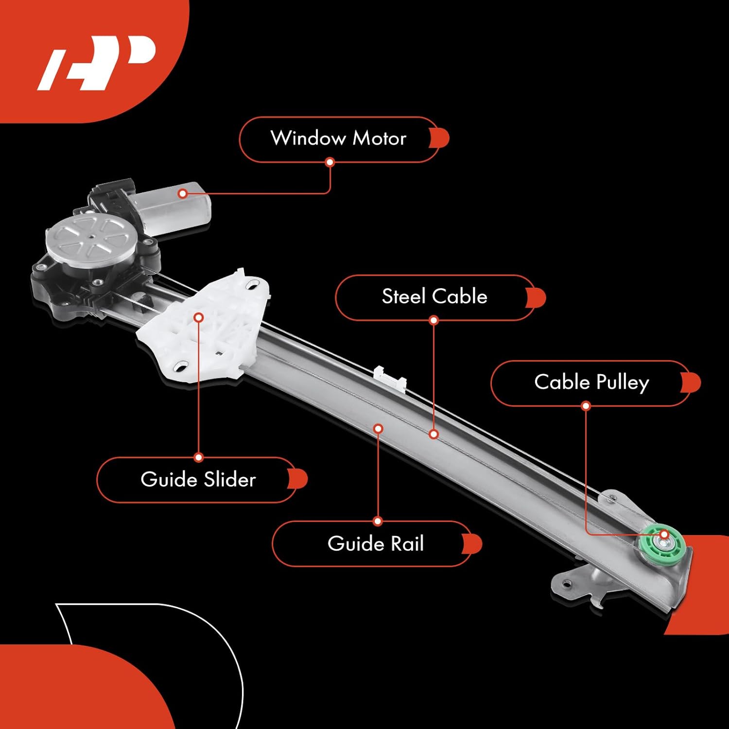 A-Premium Power Window Regulator with Motor Front Driver Side Compatible with Honda Accord 2013-2017 Front Left Driver Side, Coupe only