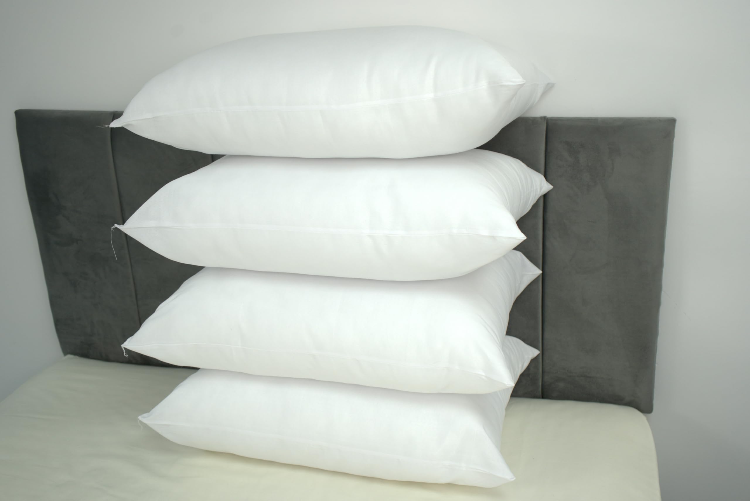 Arlinens White Standard Luxury Pillows 4-Pack - 50X75 Cm - Standard Size Hotel Quality Soft Hollow Fiber Pillows For Stomach Back And Side Sleeper- Ultra-Bounce Back Bed Pillows (Pack Of 4)