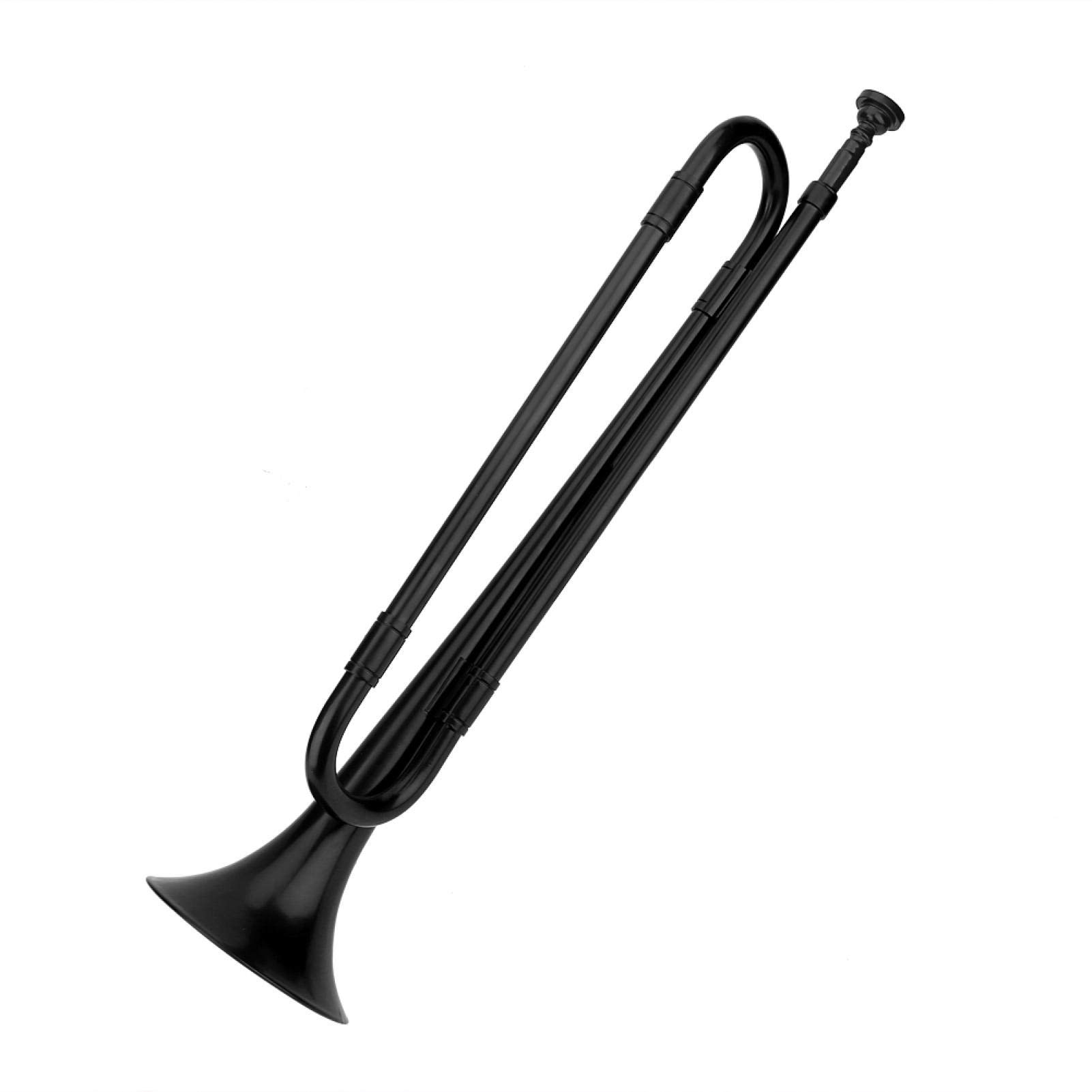 Trompette cavalerie clairon en Plastique Corne de cavalerie Militaire avec Embouchure B clairon Plat pour Enfants étudiants débutants(Le Noir)