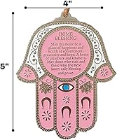 Vista 2 de Hamsa Wall Decor - Amuleto de protección contra el mal de ojo rojo/azul para el hogar/negocios, amuleto de buena suerte en inglés/Hebrew Blessings