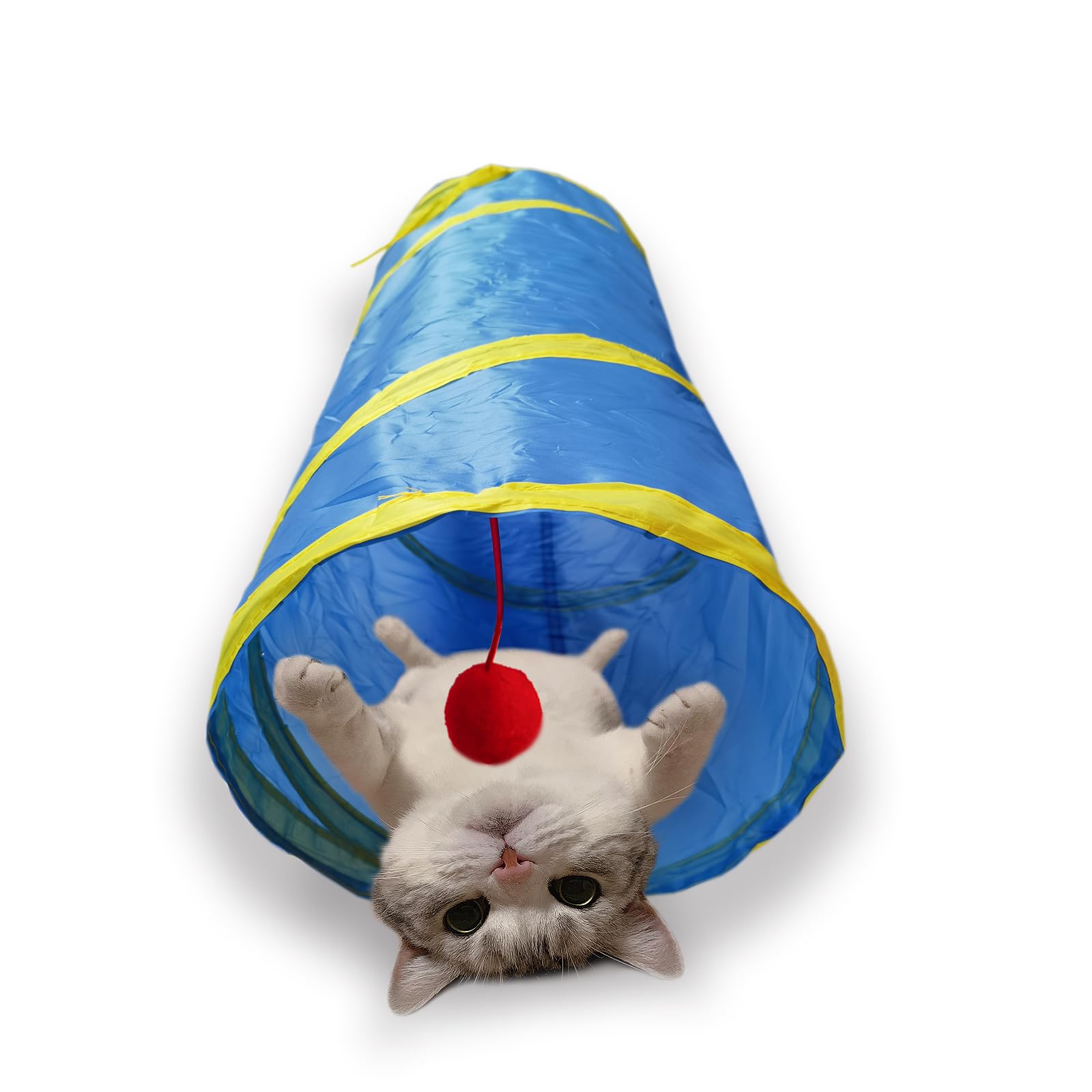 Deofun Cat Tunnel Tube Toys，Tunnels for Indoor Cats, 2 Way Collapsible Interactive Toy with Balls for Rabbits, Kittens, Ferrets, Puppy