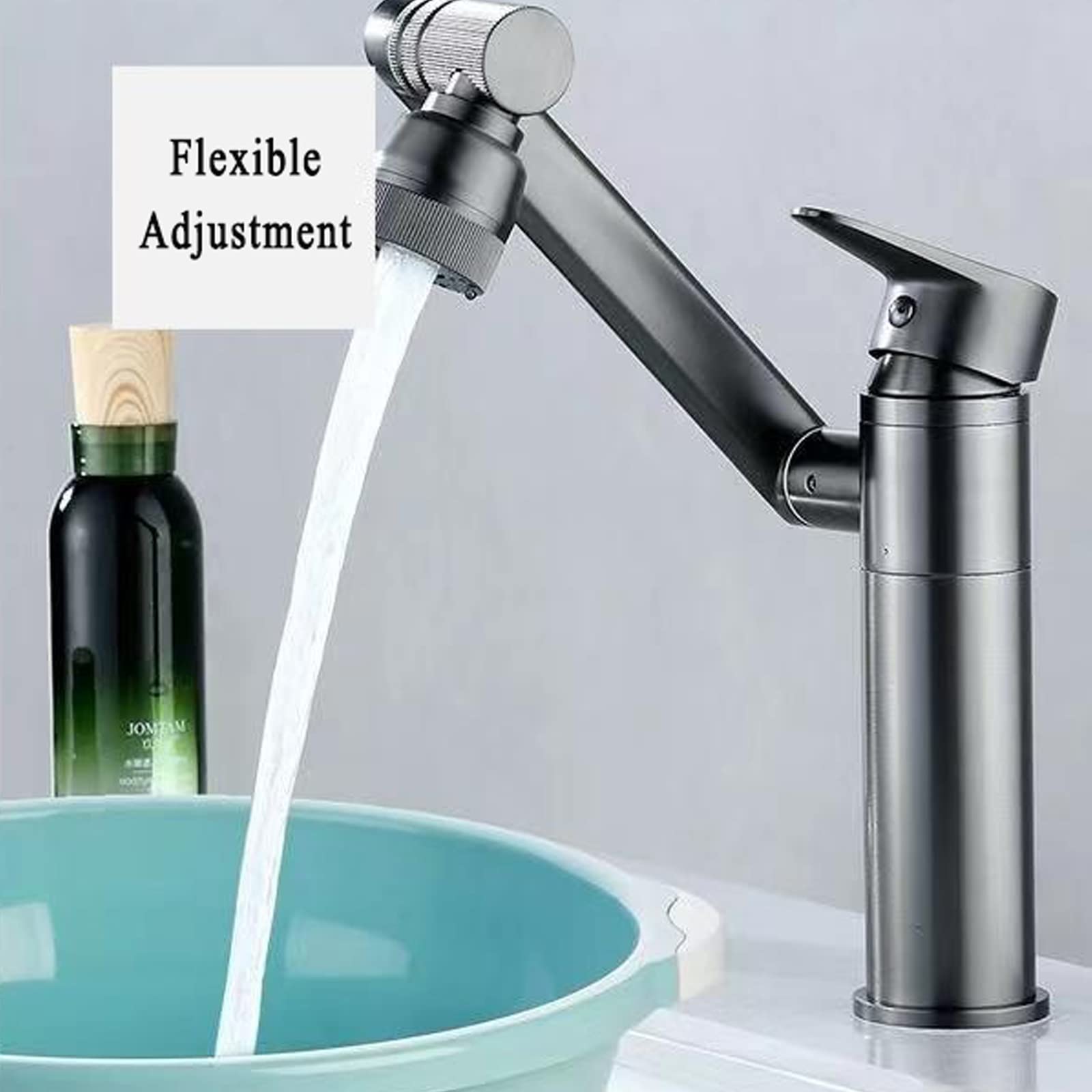Grifo Lavabo, 360° Flexible Rotación Grifo Baño 2 Funciones Grifo Monomando Lavabo Latón Grifo Alto Lavabo con Aireador a Prueba de Salpicaduras, Agua Fria y Caliente Disponible