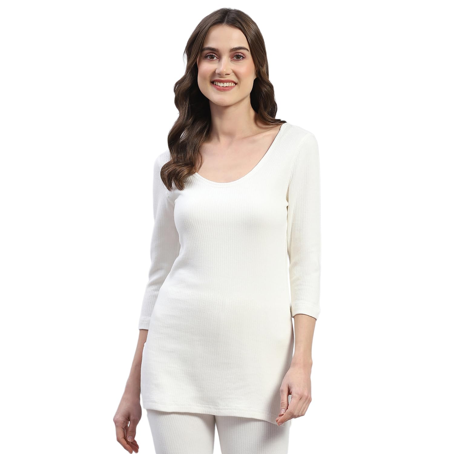 monte carlo Womens Solid Round Neck 3/4th Sleeve Thermal Vest (6240L1WH)-picture-41