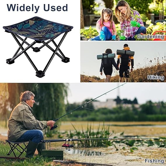 Image of Folding Stool, Outdoor Portable Stool, Lightweight Chair Heavy Duty Camping Fishing Hiking Picnic Garden BBQ Chair, Holds up to 120 kg, Lightweight, (Pcs-1 ; Multicolor).