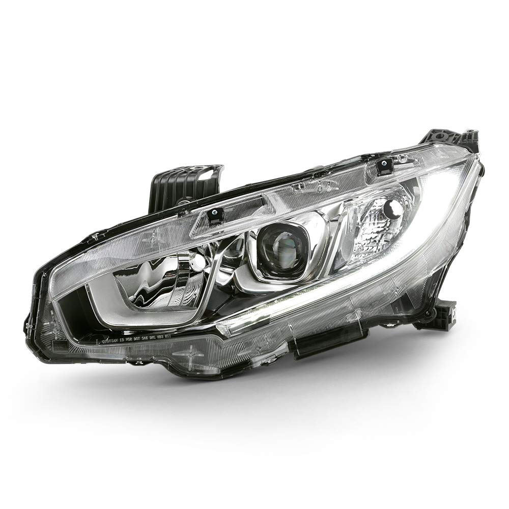 ACANII - For [Halogen Model] 2016-2021 Honda Civic LED DRL Projector Headlight Headlamp Replacement Left Driver Side
