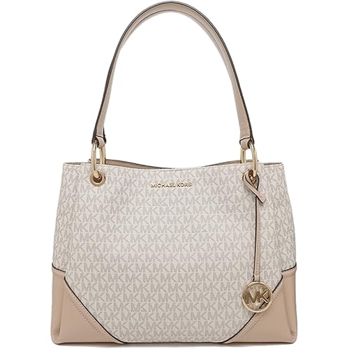 Michael Kors Women's Nicole Large Shoulder Bag Tote Purse Handbag (Vanilla Multi)