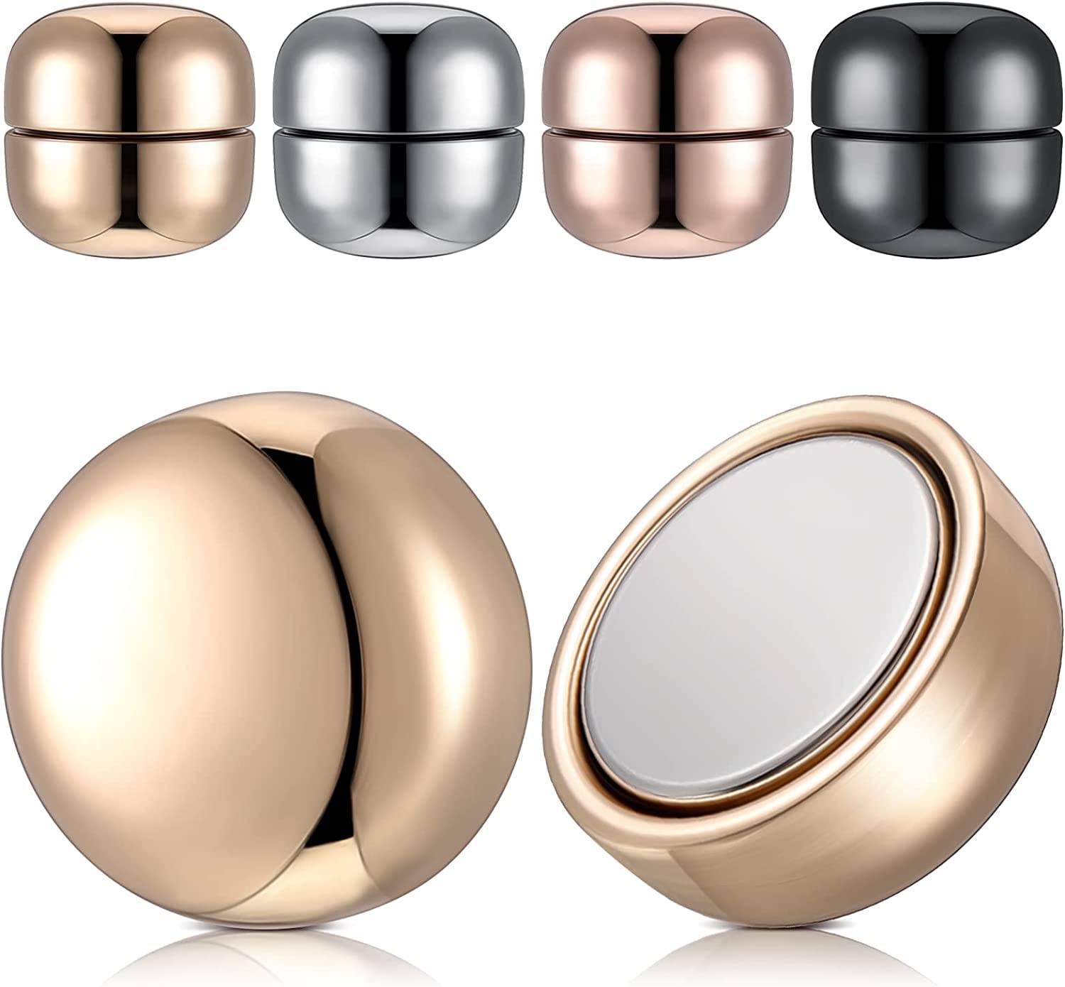 4 Pairs Hijab Pins Round Hijab Magnetic Pins for Women Girls Multi-Use Pinless Magnet Pins for Hijab Muslim Scarf Saree Pins Clothing Button Clips