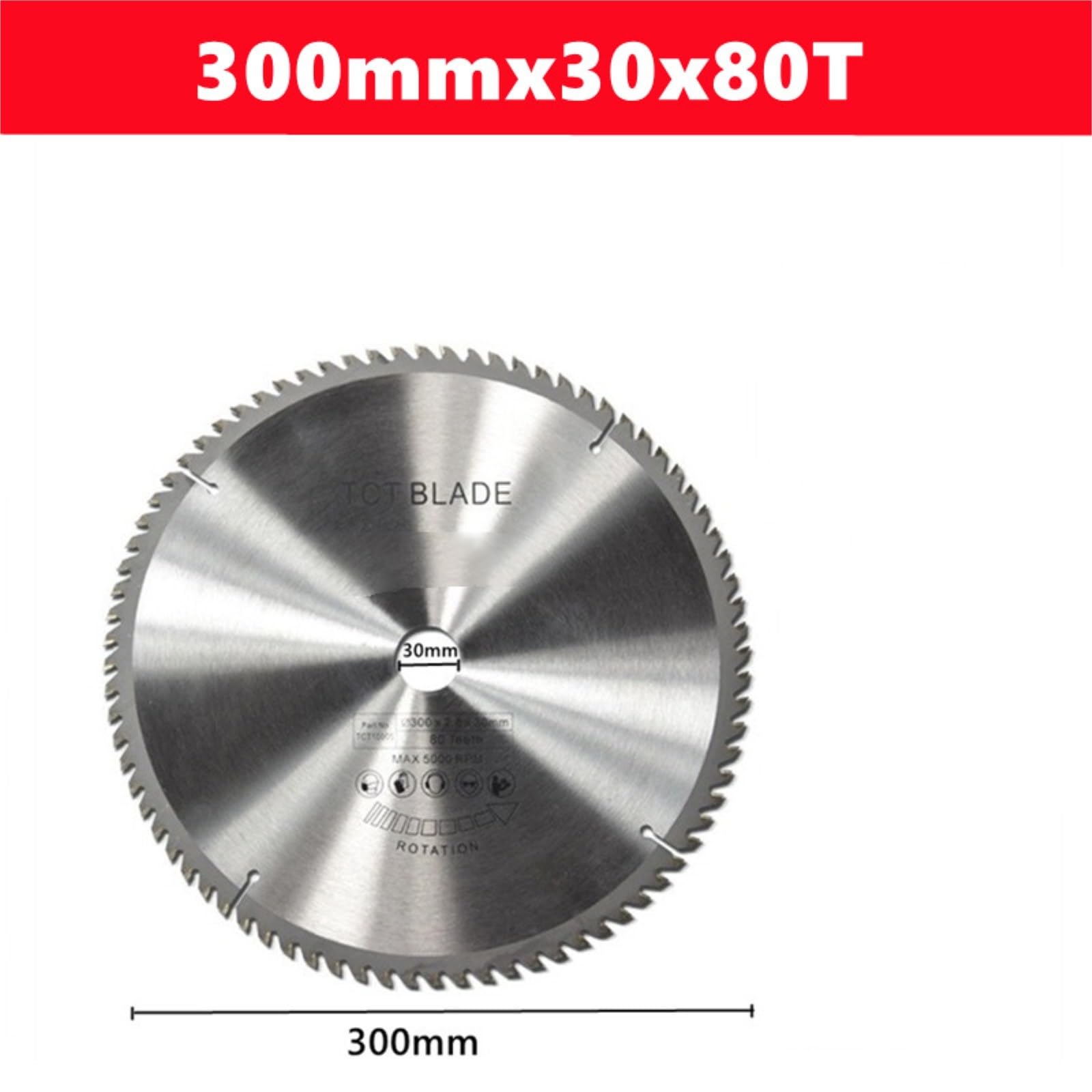 Brzeszczot do cięcia metalu 1 szt. Brzeszczot tarczowy do obróbki drewna TCT 300/305 mm z rozstawem zębów 40/60/80/100 i 30 Tarcza tnąca ze stopu twardego(300mmx30x80T)