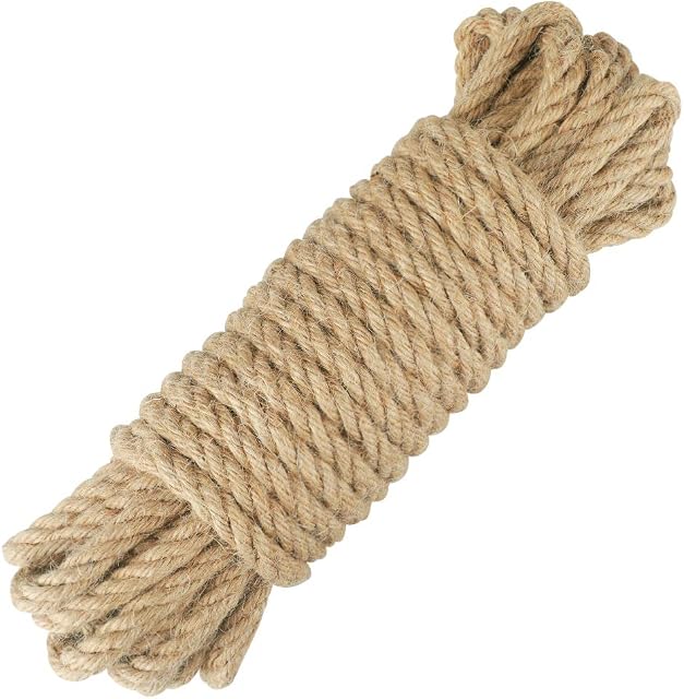 jijAcraft 10mm Jute Rope Hemp Rope Thick Jute Twine for Crafts, Home Decors, Gardening Bundling, Cat Scratch Post (32 feet)