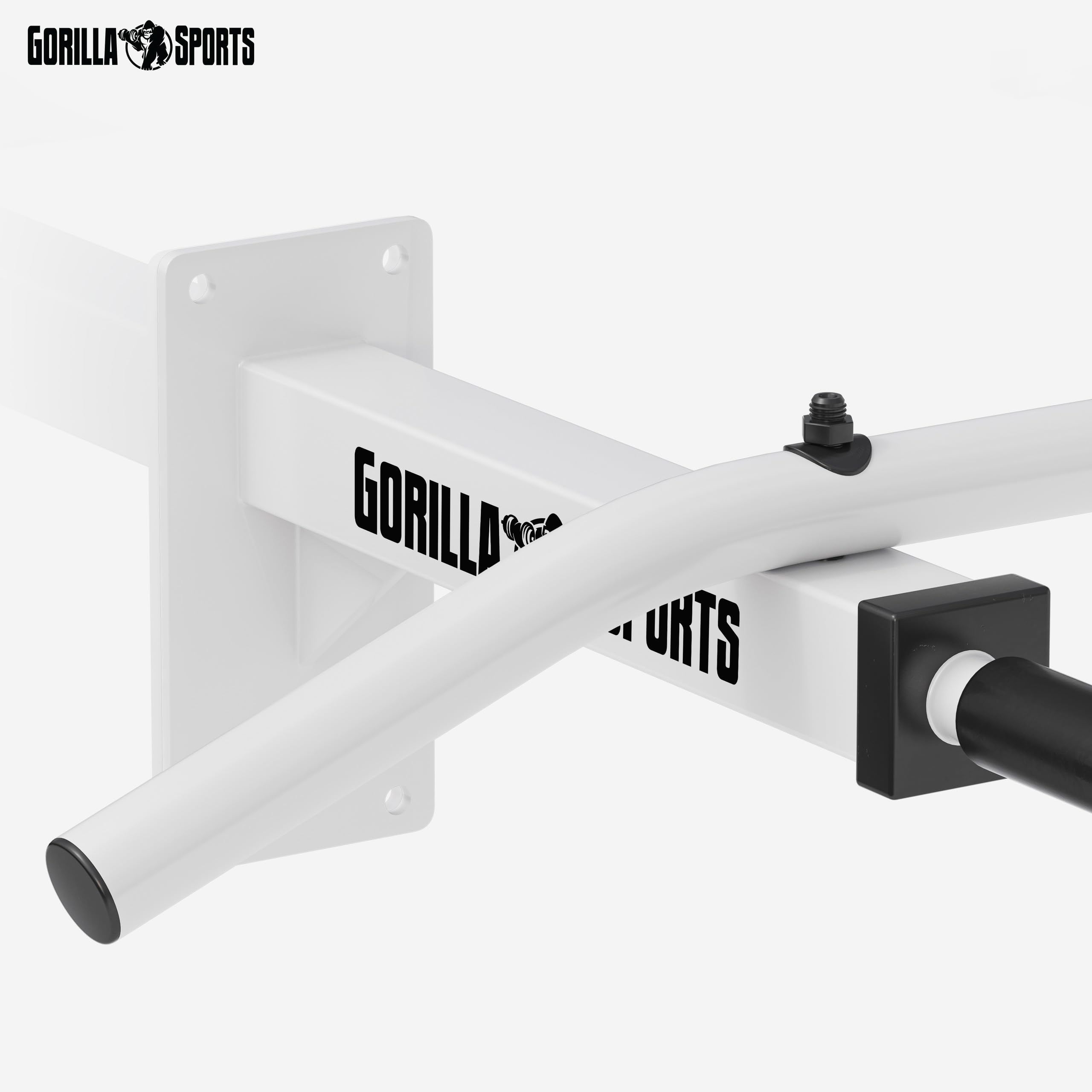 GORILLA SPORTS® Klimmzugstange - Wandmontage, mit 5 rutschfeste Griffe, bis 350 kg Belastbar, aus Stahl, inkl. Montageanleitung und Schrauben, Schwarz/Weiß - Pull Up Bar, Klimmzug Stange, Dip Bar