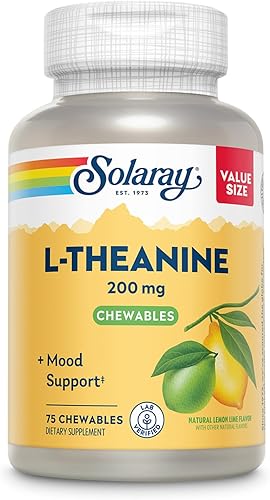 Vista 7 de SOLARAY L Teanina 200 mg, suplemento de apoyo al estado de ánimo con vitamina B6 - Apoyo calmante durante el estrés ocasional - Sabor natural
