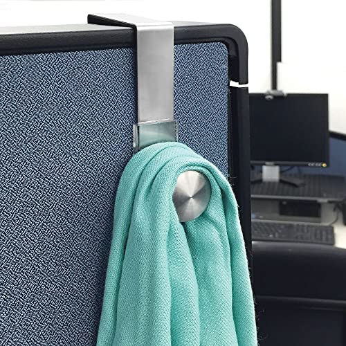 Mdesign Modern Metal And Plastic Office Over The Cubicle Storage Organizer Hooks - Wall Panel Hangers For Hanging Accessories, Coats, Hats, Purses, Bags, Keychain - 8 Pack - Clear/Brushed #TOP3