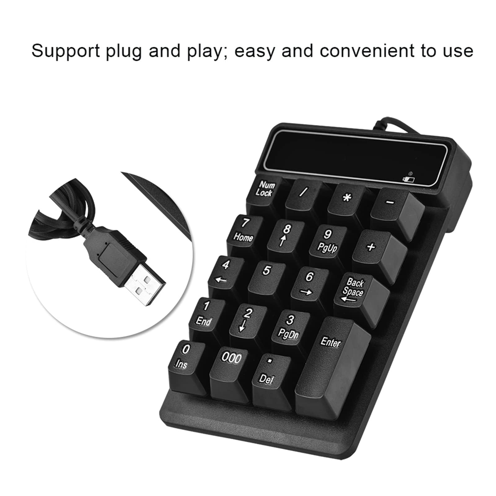 Mechaniczna klawiatura numeryczna, 19 klawiszy Klawiatura numeryczna 1,5M/5FT USB przewodowa klawiatura numeryczna do laptopa Komputer stacjonarny