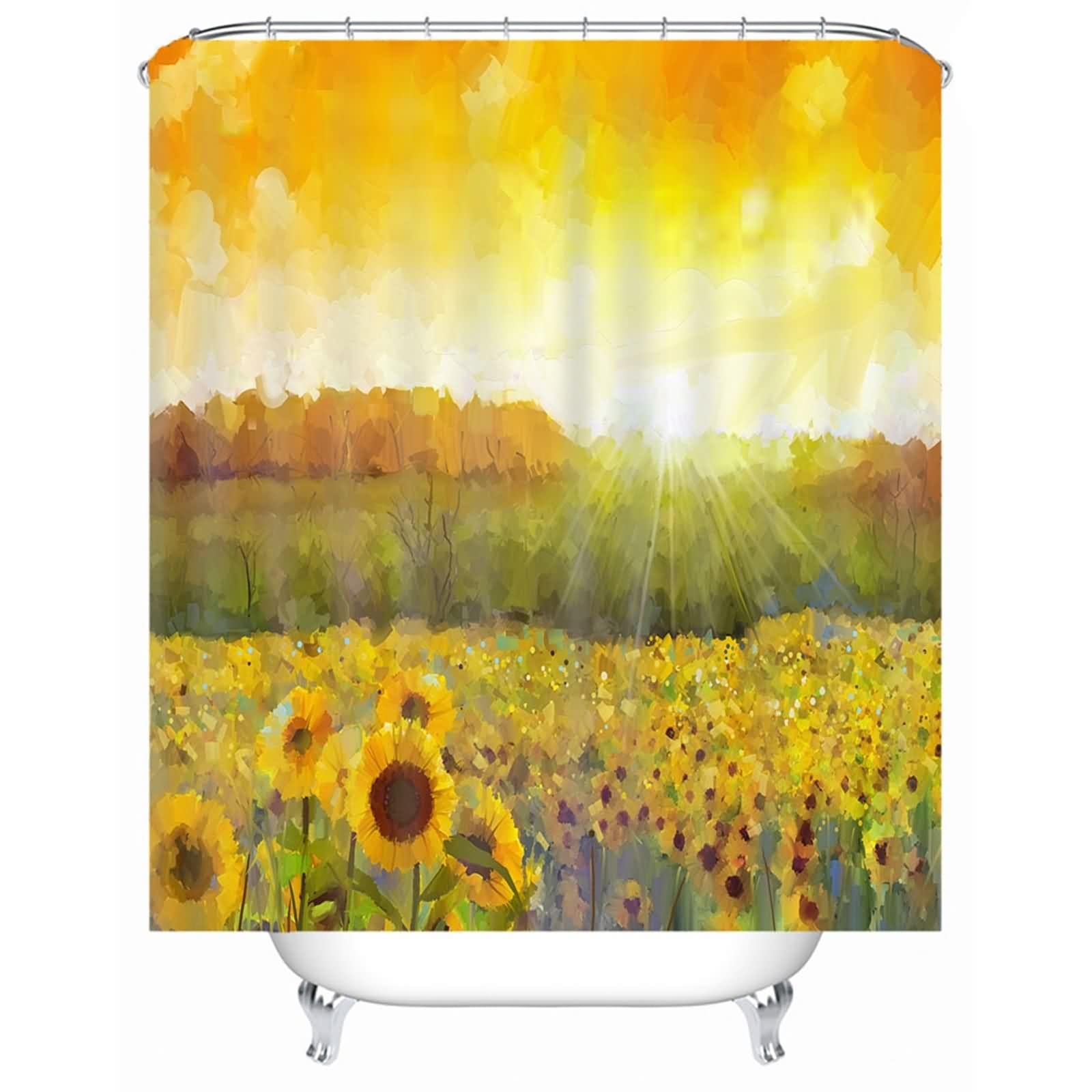Rideau de douche tournesols 180x180 cm imperméable pour salle de bain