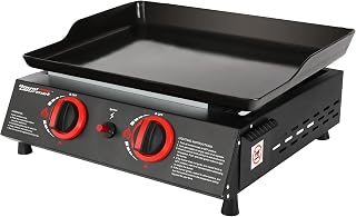 Royal Gourmet PD1203A 18-Inch 2-Burner Portable Tabletop Griddle, 16,000 BTU Propane Gas Grill Tabletop Usa for Patio, Deck, Backyard, Tailgating, Camping and Picnic, Black