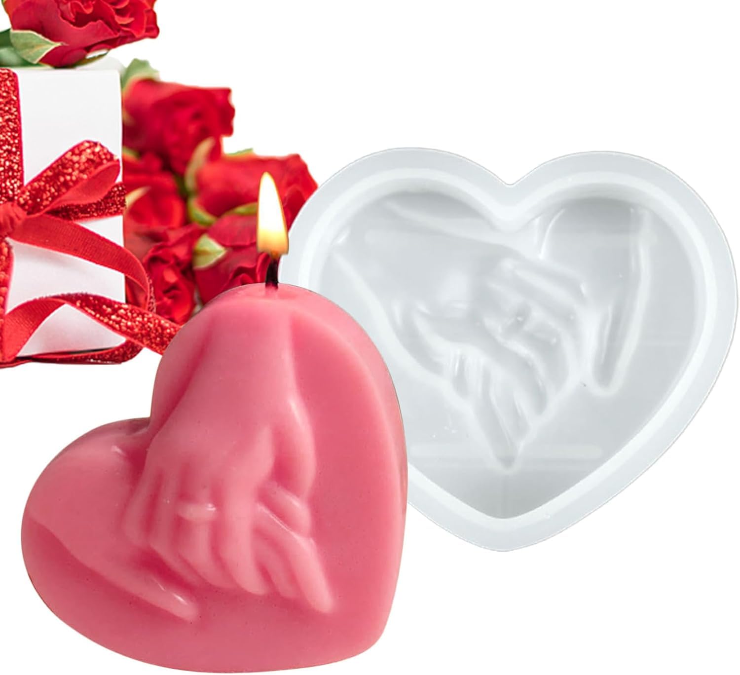Silicone Couple Heart Candle Mould Engagement Proposal Holding Hands Lovers Mold Making Scented Candle Wax Waxmelts Wedding Handmade Valentines Day Gift Soap Mold Chocolate Cake Baking Molds-image-47