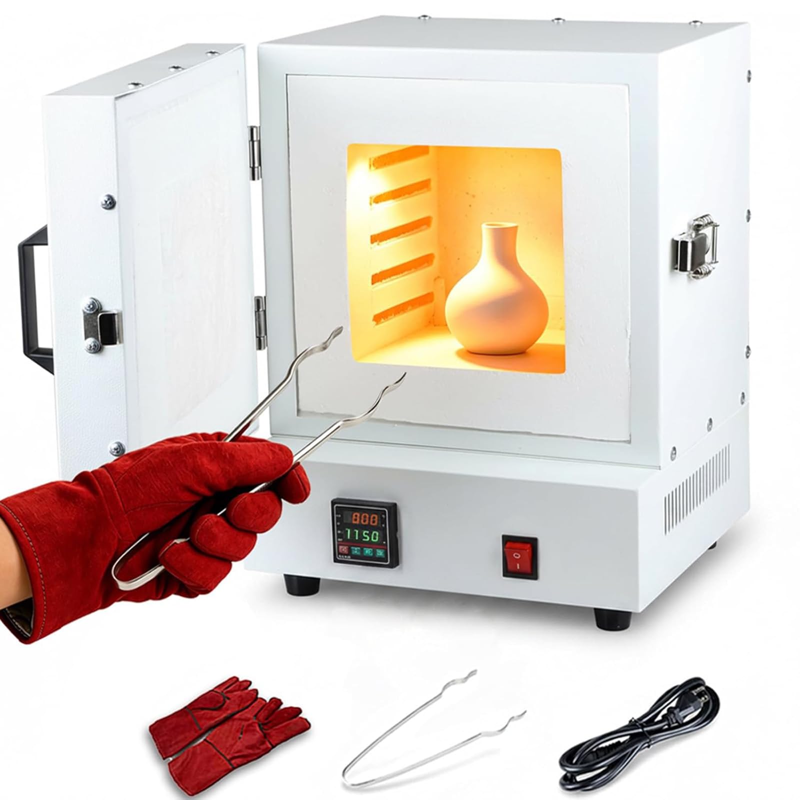 Elektryczny Piec do Ceramiki Domowej, Piec Muflowy do Topienia Metali 2000W, 1150°C/2102°F, z Kontrolerem do Biżuterii, Odlewania, Szkliwienia i Fusingu Szkła