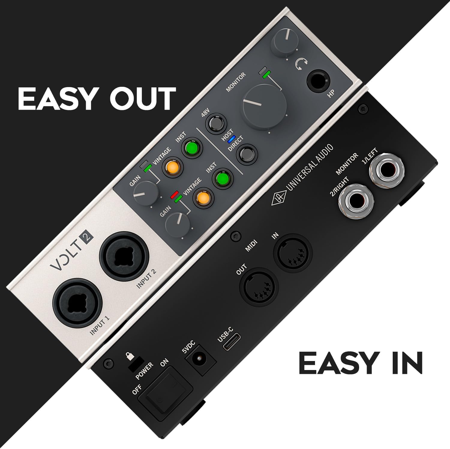 Universal Audio VOLT-2 USB Audio Interface Bundle with Closed-Back Studio Headphones, Microphone Boom Arm, Pop Filter, XLR Cable, Guitar Cable, and 1/4 in. TRS Cables (8 Items)